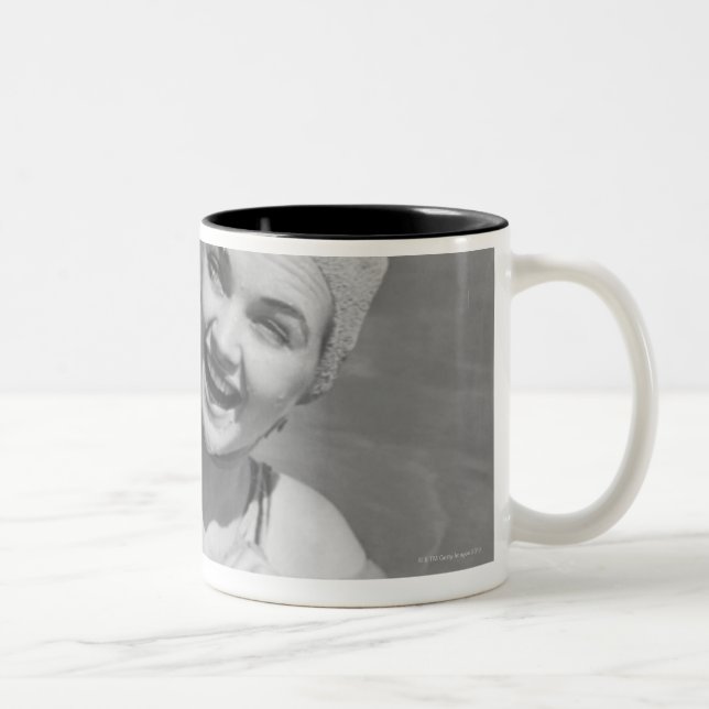 Woman Waving Two-Tone Coffee Mug (Right)