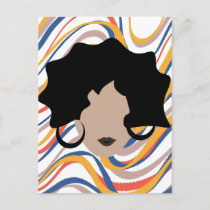 Woman Wavy Black History Stylist Beauty Face Postcard