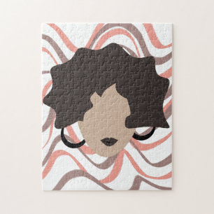 Woman Wavy Brown Hair Stylist Beauty Face Jigsaw Puzzle