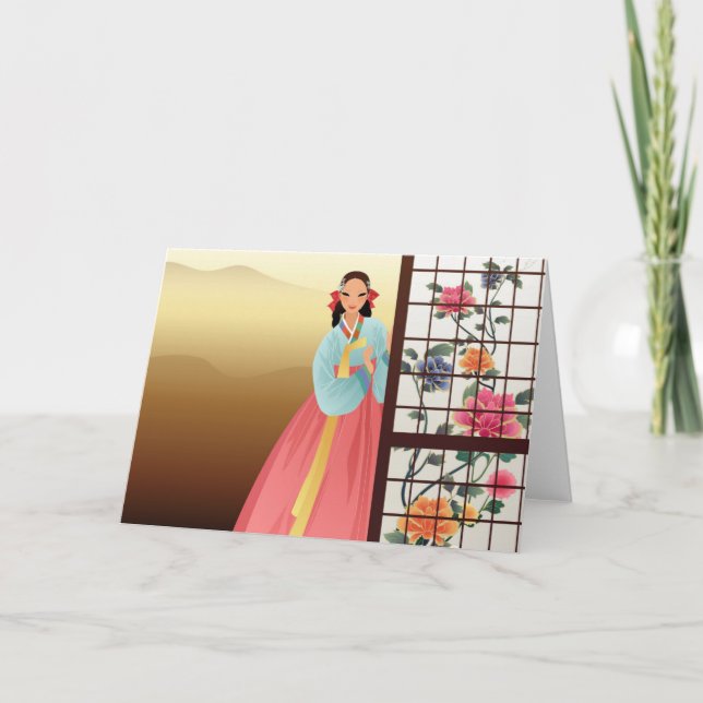 woman wearing a hanbok card (Front)