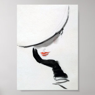 Woman Wearing Black Glove Minimalistic Vintage Poster