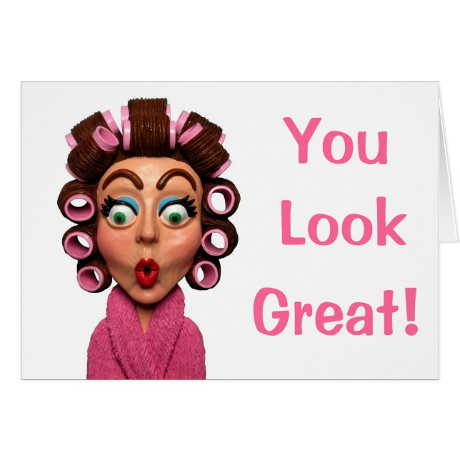 Woman Wearing Curlers (Front Horizontal)