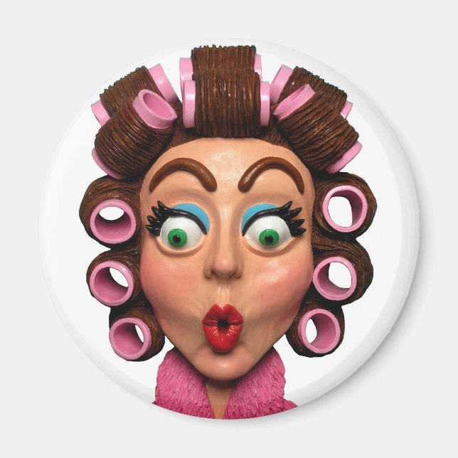 Woman Wearing Curlers Magnet (Front)