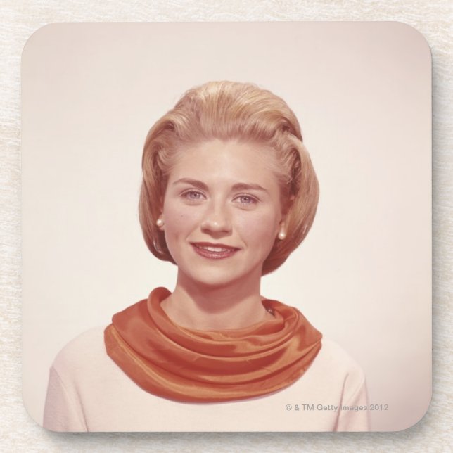 Woman Wearing Scarf Coaster (Front)
