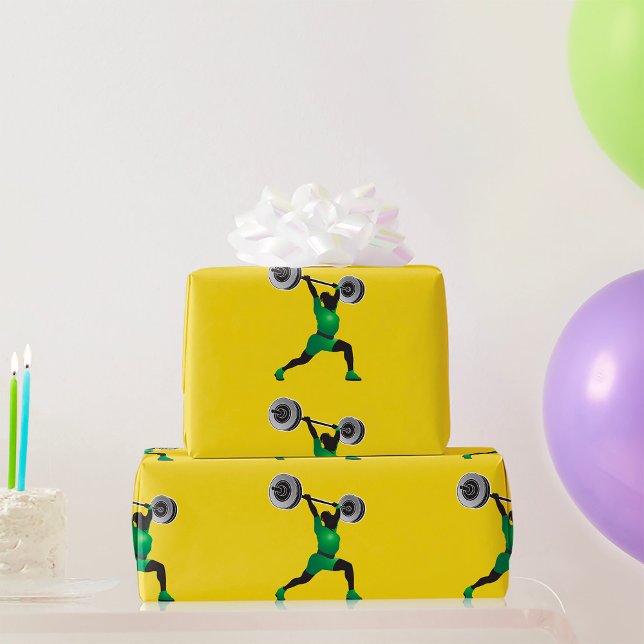 Woman Weightlifting Glossy Wrapping Paper (Creator Uploaded)