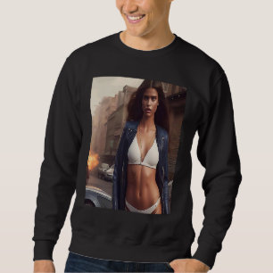 Woman White Bikini Look Glam Outfit Inspo City Sof Sweatshirt