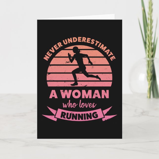 Woman who loves Running Funny Gifts Wife Card (Front)