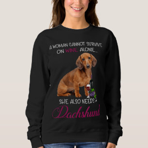 Woman Wine And Dachshund Dog Lover Gift Sweatshirt