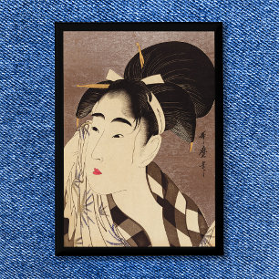 Woman Wiping Sweat Vintage Art Black Border