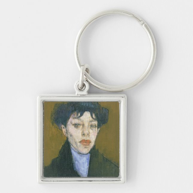 Woman with a Blue Scarf, c.1912 (oil on canvas) Key Ring (Front)