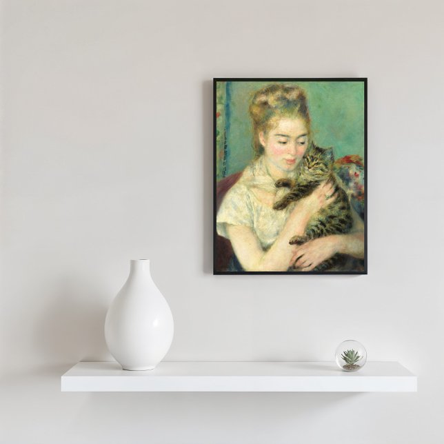 Woman with a Cat, Auguste Renoir Fine Art Poster (Creator Uploaded)