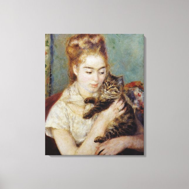 <Woman with a Cat> by Pierre-Auguste Renoir Canvas Print (Front)