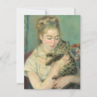 Woman with a Cat by Renoir Impressionist Art