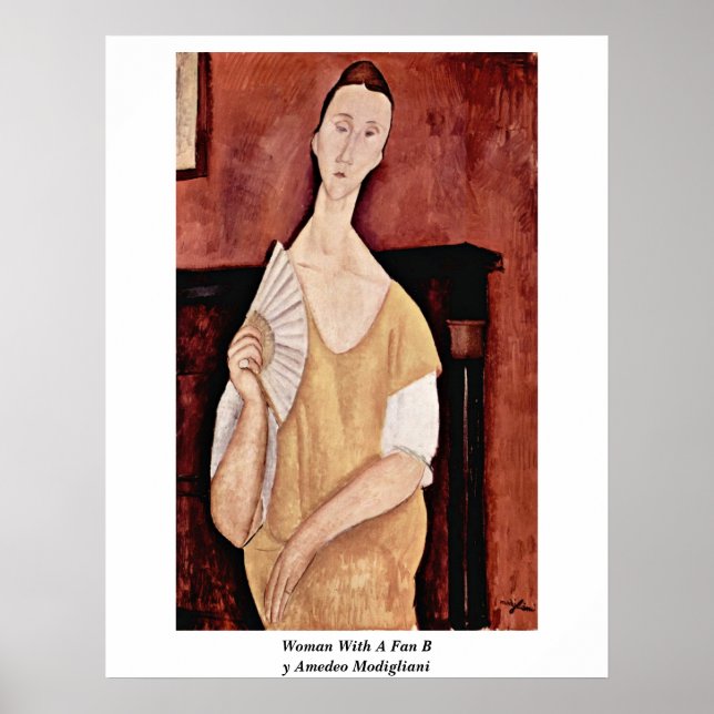 Woman With A Fan By Amedeo Modigliani Poster (Front)