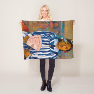 Woman with A Fan, Gauguin Fleece Blanket