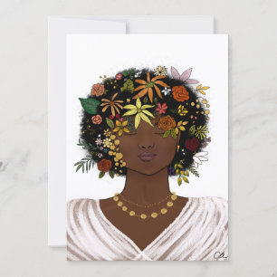 Woman with a Flowered Afro Holiday Card