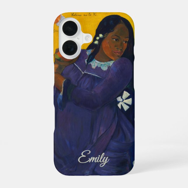 Woman with a Mango by Paul Gauguin – Personalized iPhone 16 Case (Back)