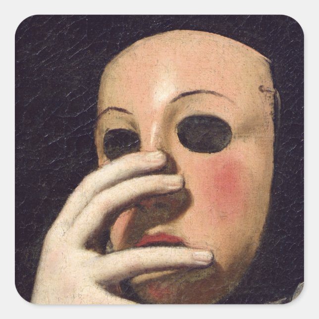 Woman with a Mask Square Sticker (Front)