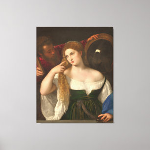 Woman with a Mirror by Titian Canvas Print