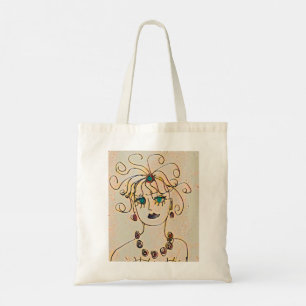 Woman with a necklace tote bag