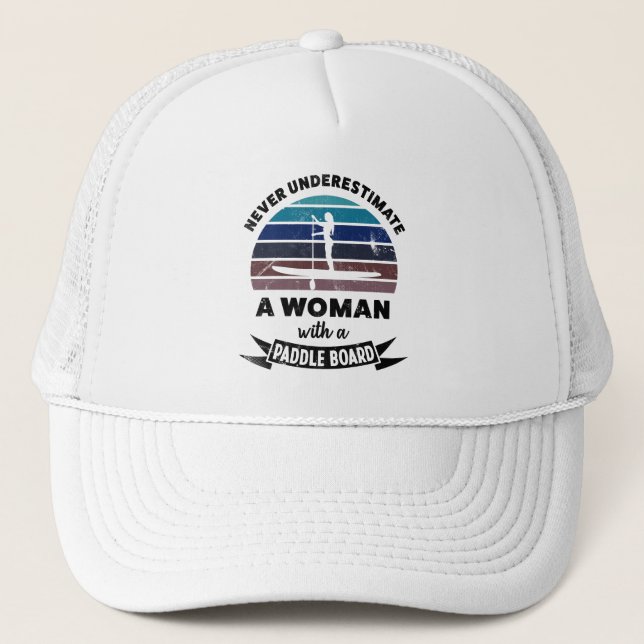 Woman with a Paddle Board Funny Gift Mum Trucker Hat (Front)