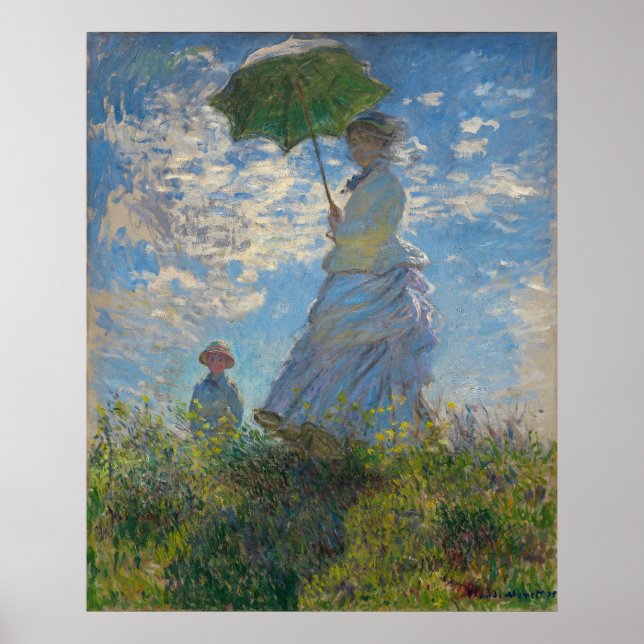 Woman with a Parasol by Claude Monet Poster (Front)