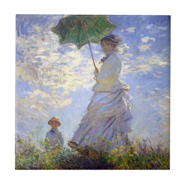 Woman with a Parasol by Claude Monet Tile (Front)
