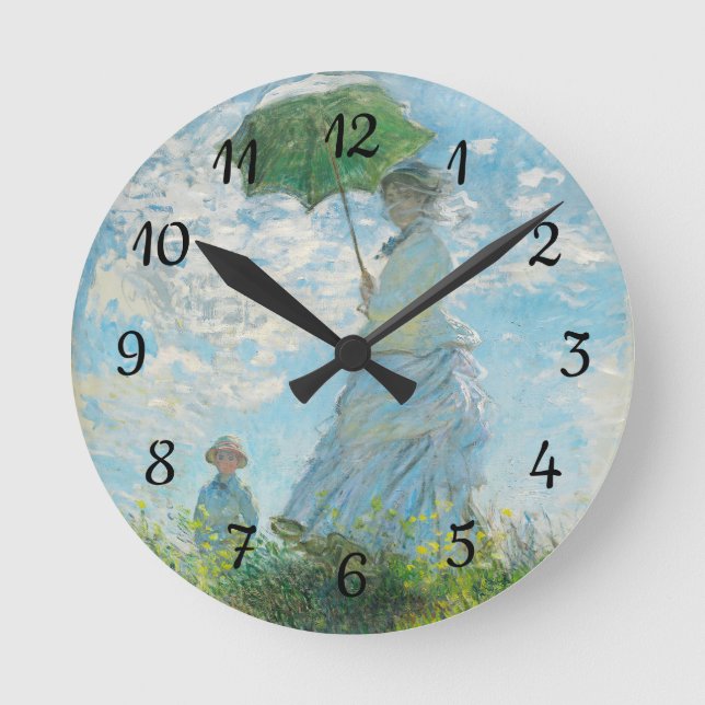 Woman with a Parasol  Claude Monet   Round Clock (Front)