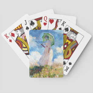 Woman with a Parasol Claude Monet vibrant art Playing Cards