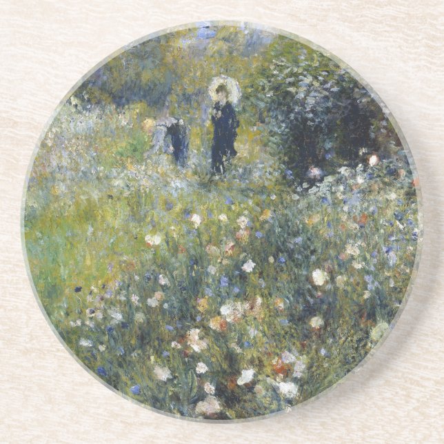 Woman with a Parasol in a Garden by Auguste Renoir Coaster (Front)