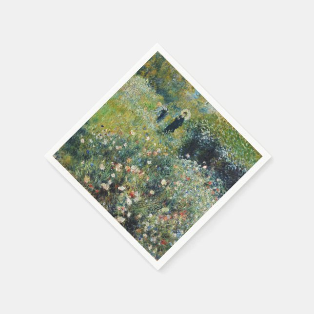 Woman with a Parasol in a Garden by Auguste Renoir Napkin (Corner)