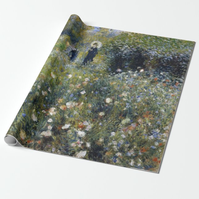 Woman with a Parasol in a Garden by Auguste Renoir Wrapping Paper (Unrolled)