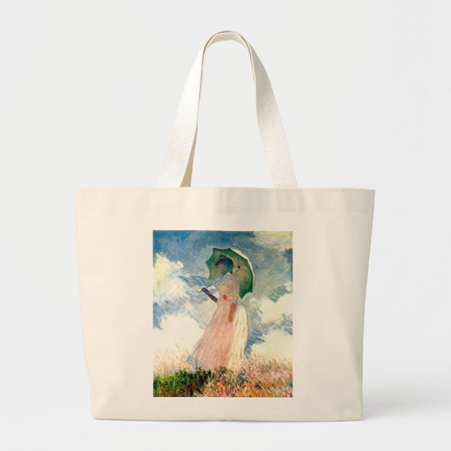 Woman with a Parasol Large Tote Bag (Front)