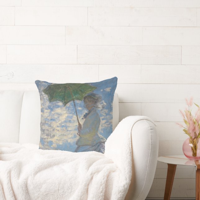 Woman with a Parasol - Madame Monet and Her Son Cushion (Couch)