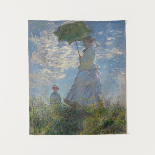 Woman with a Parasol - Madame Monet and Her Son Tapestry (Front)