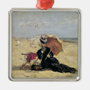 Woman with a Parasol on the Beach, 1880 Metal Tree Decoration