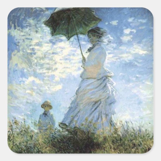 Woman with a Parasol Square Sticker (Front)
