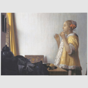 Woman with a Pearl Necklace, Johannes Vermeer Tissue Paper