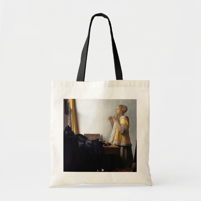 Woman with a Pearl Necklace, Johannes Vermeer Tote Bag (Front)