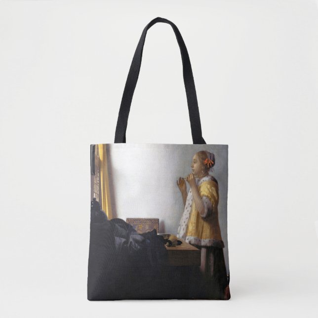 Woman with a Pearl Necklace, Johannes Vermeer Tote Bag (Front)