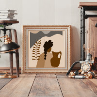 Woman with a Pitcher in Abstract Style Poster