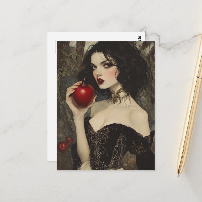 Woman With a Red Apple Postcard (Front/Back In Situ)
