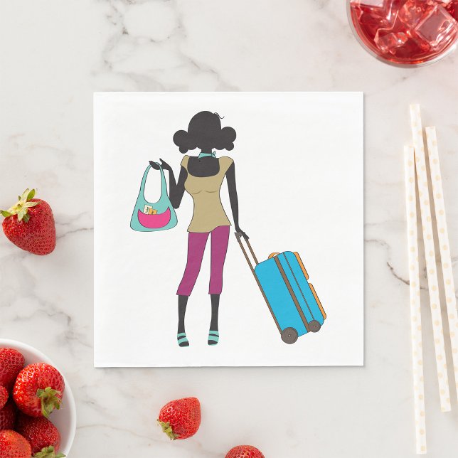 Woman With A Suitcase Napkin (Creator Uploaded)