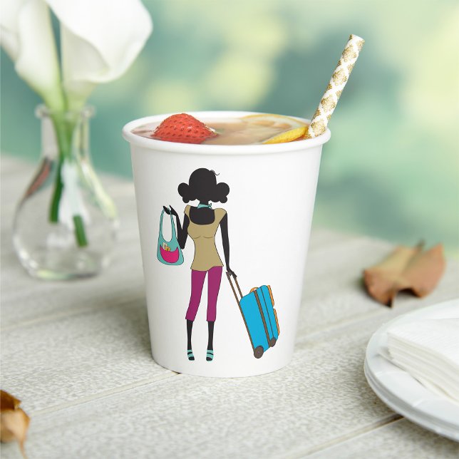 Woman With A Suitcase Paper Cups (Creator Uploaded)
