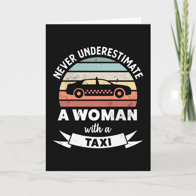 Woman with a Taxi Funny Cars Gift Mum Card (Front)