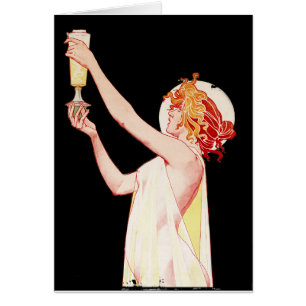 Woman with Absinthe on Black Background