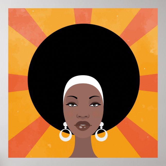 Woman with afro hair portrait illustration poster (Front)