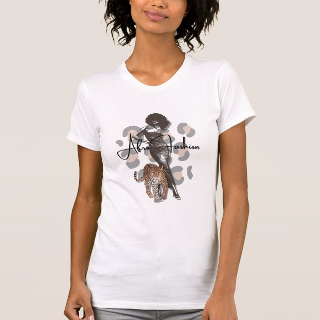Woman with Afro & leopard T-Shirt (Front)
