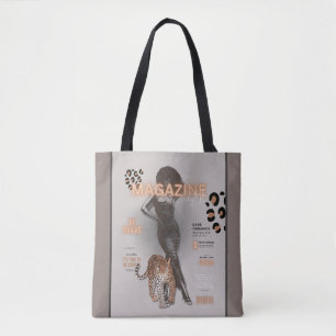 Woman with afro & leopard Tote