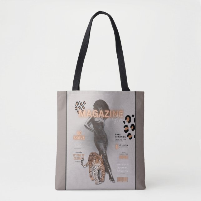 Woman with afro & leopard Tote Bag (Front)